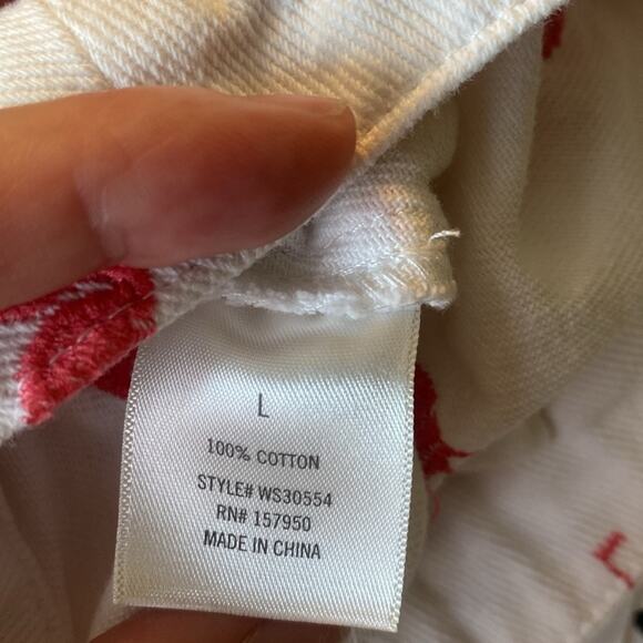 Francescas Shorts Womens Large Pink & White 100% Cotton Preppy Coastal Beach - Picture 10 of 11